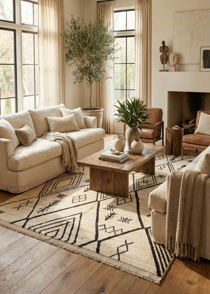 5' 9 x 8' Hand Knotted Moroccan Wool Rug