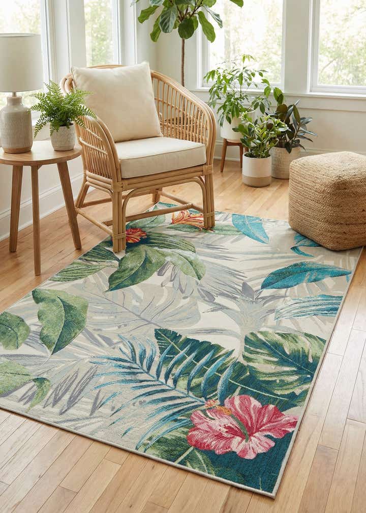 4' x 6' Easy-Clean Botanical Indoor / Outdoor Rug
