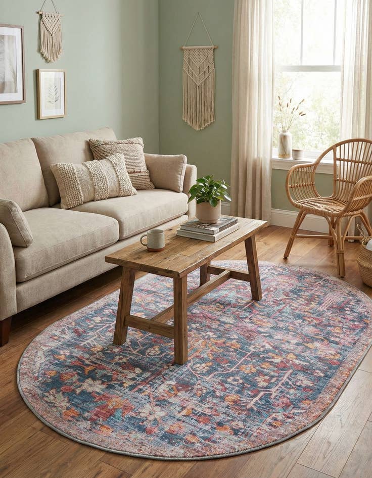 Detail image of  5' 3 x 8'  Washable Maahru Oval Rug