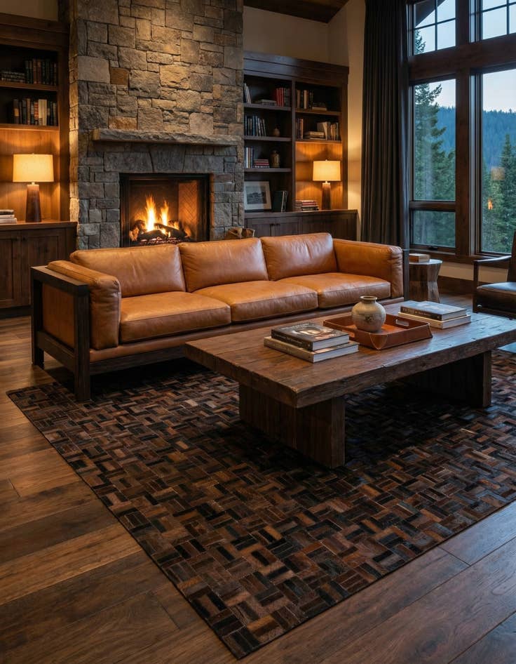 Detail image of 5' x 7' 11 Cowhide Stocks Rug