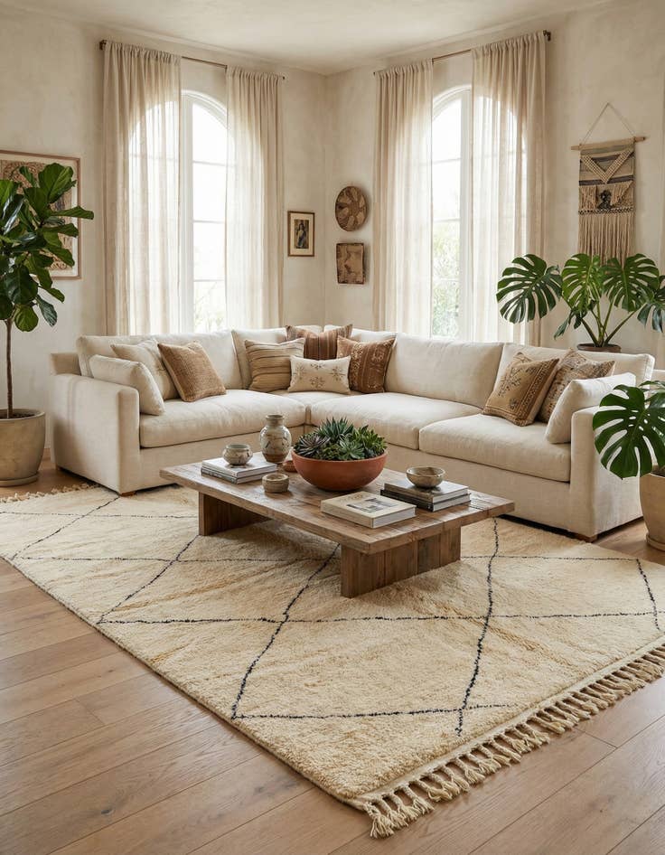 Detail image of  8' 8 x 11' 8  Hand Knotted Moroccan Wool Rug