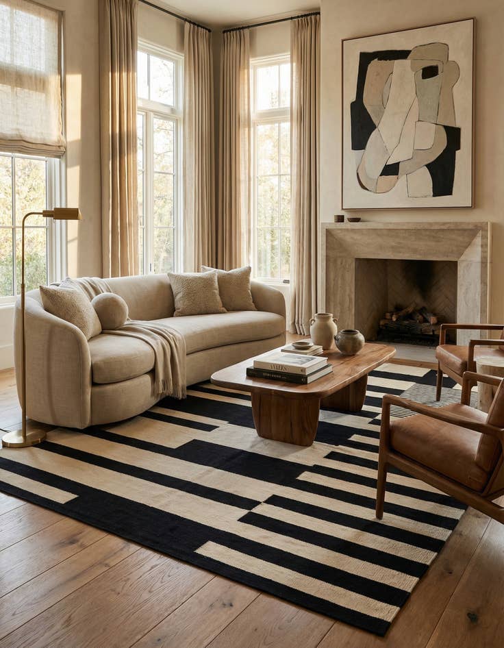 Detail image of 5' 7 x 7' 9  Hand Woven Kilim Modern Wool Rug