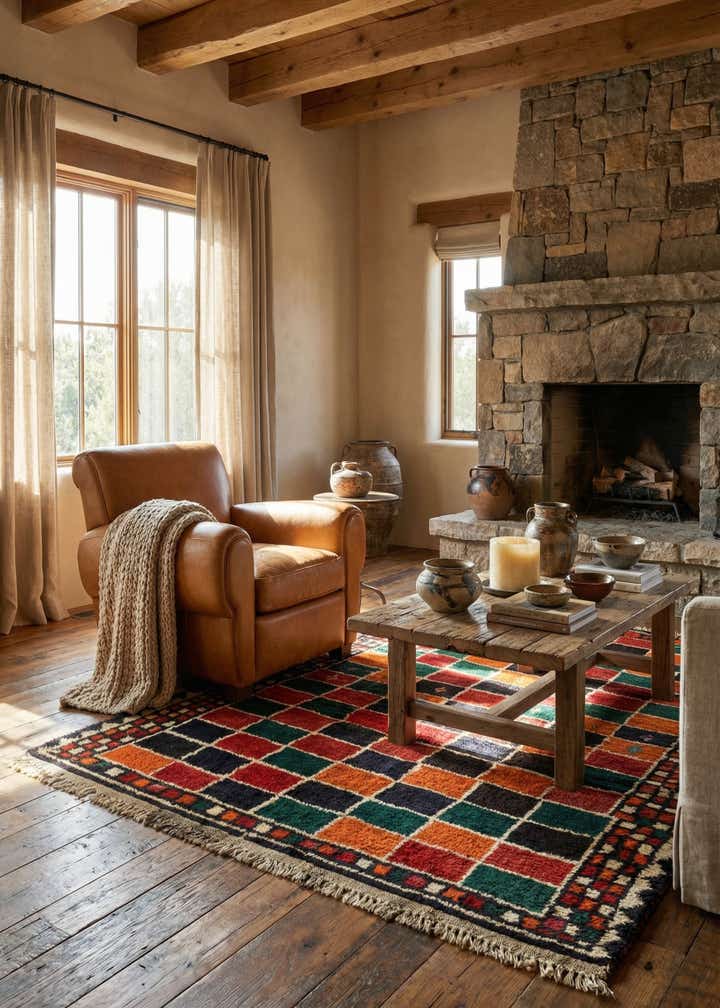 3' 11 x 6' 8 Gabbeh Wool Rug