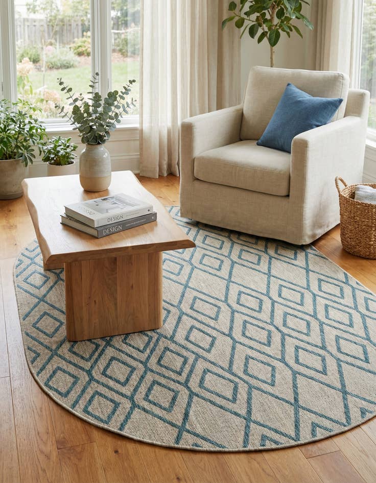 Detail image of 5' 3 x 8' Easy-Clean Jill Zarin Turks and Caicos Indoor / Outdoor Oval Rug