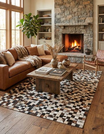 5' 1 x 8' 2 Cowhide Leather Rug
