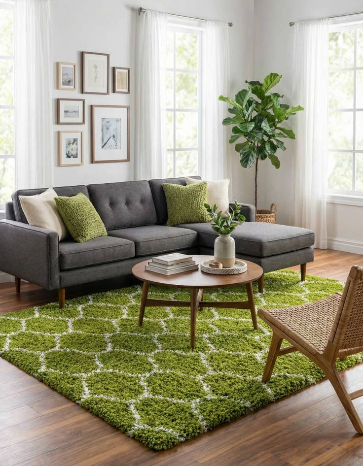 Detail image of  10' 8 x 14' Lattice Shag Rug