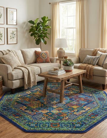 Navy Blue Calypso Octagon Rug