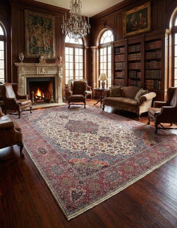 11' 4 x 16' 5 Hand Knotted Kerman Persian Wool Rug