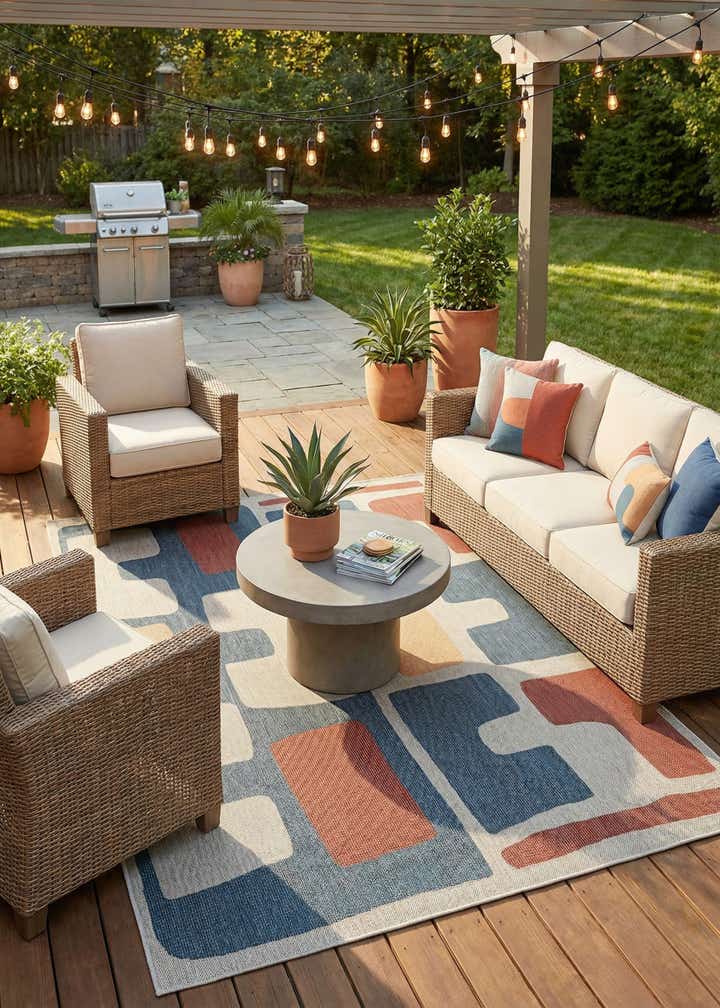 6' 1 x 9' Easy-Clean Baja Indoor / Outdoor Rug