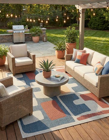 6' 1 x 9' Easy-Clean Baja Indoor / Outdoor Rug