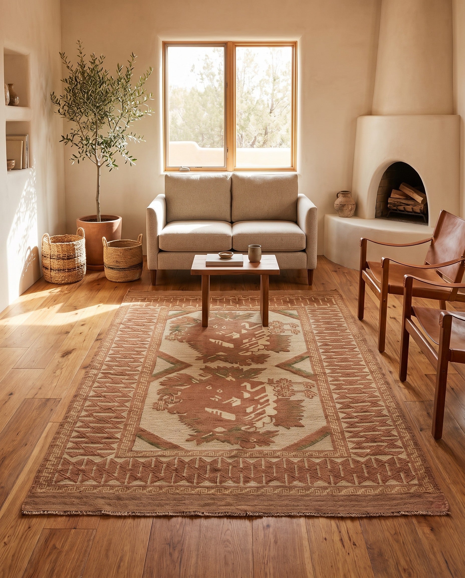 4' 3 x 6' 5 Hand Woven Sumak Wool Rug