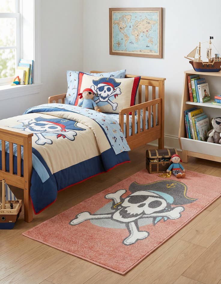 Detail image of 2' 2 x 3' 11 Pirate Whimsy Kids Runner Rug