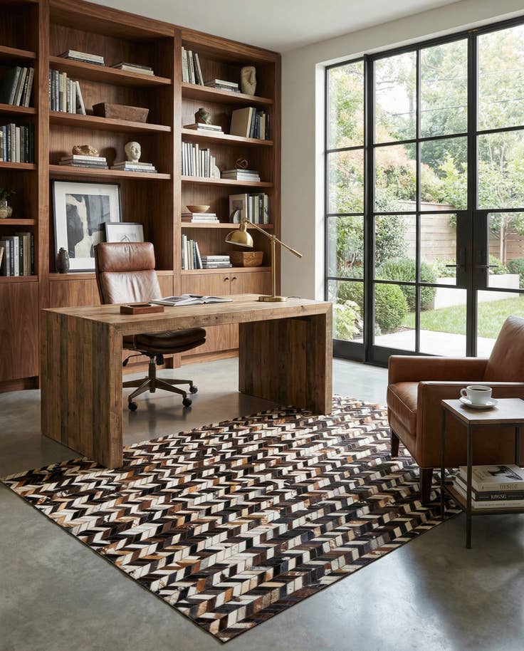 Detail image of 4' 11 x 8' Cowhide Stocks Rug