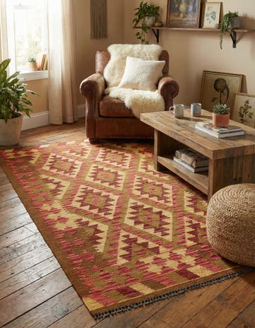 3' 5 x 6' 4 Hand Woven Kilim Maymana Wool Rug