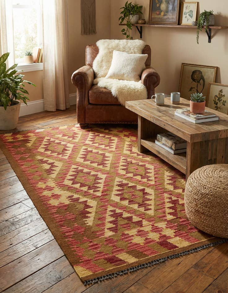 Detail image of 3' 5 x 6' 4 Hand Woven Kilim Maymana Wool Rug