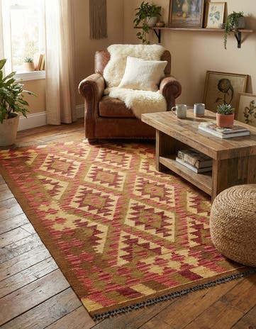 3' 5 x 6' 4 Hand Woven Kilim Maymana Wool Rug