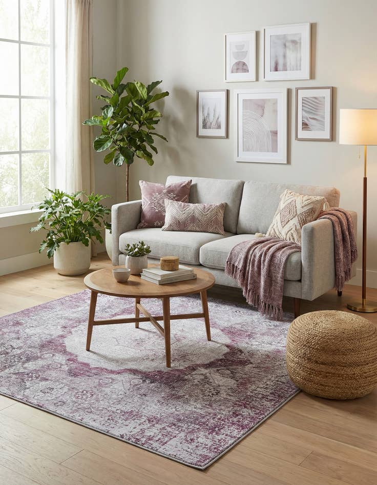 Detail image of 5' x 5'  Washable Yara Square Rug