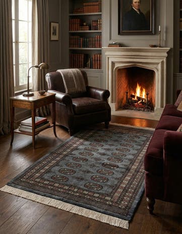 4' 3 x 5' 11 Hand Knotted Torkaman Persian Wool Rug