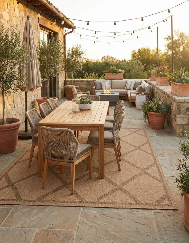 Detail image of 8' x 11' 4 Easy-Clean Trellis Indoor / Outdoor Rug