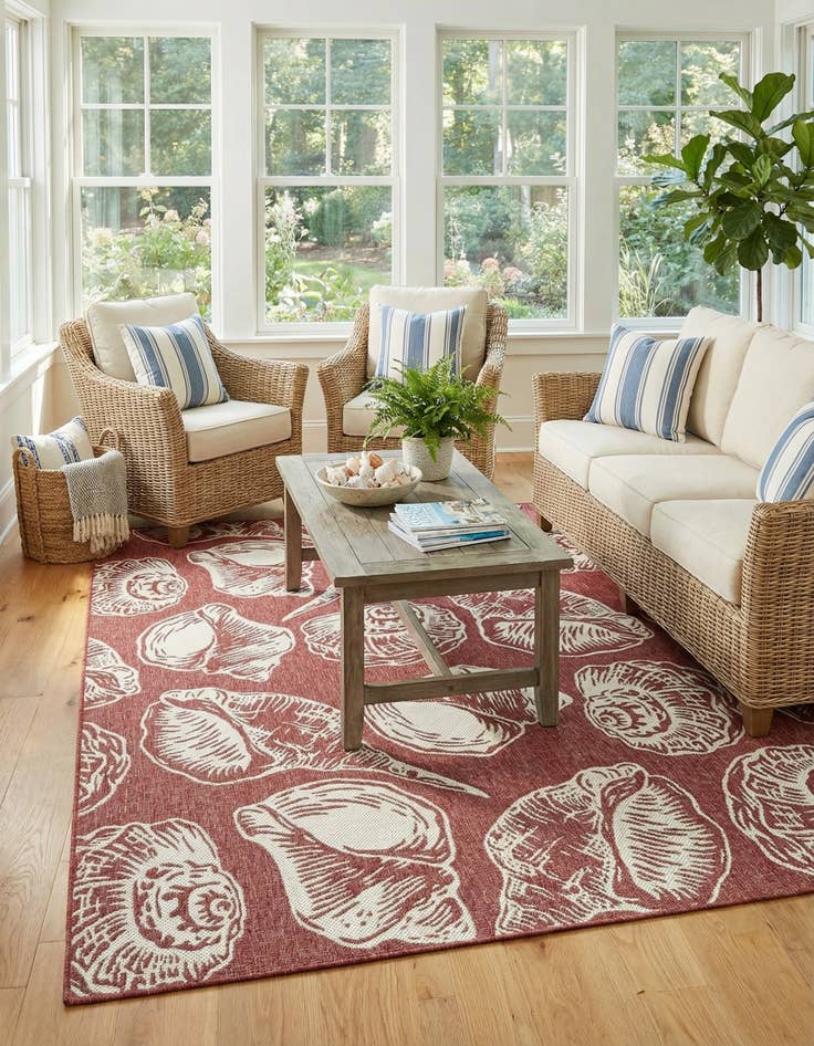 Detail image of  7' 10 x 10'  Washable Coastal Indoor / Outdoor Rug