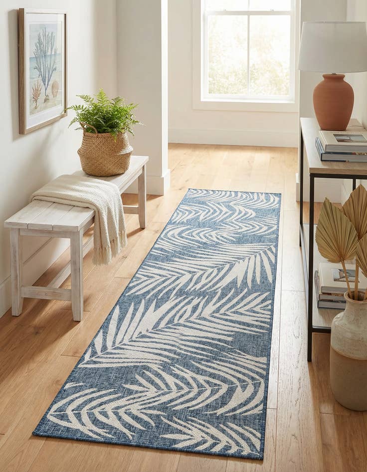 Detail image of  2' 7 x 10'  Washable Botanical Indoor / Outdoor Runner Rug
