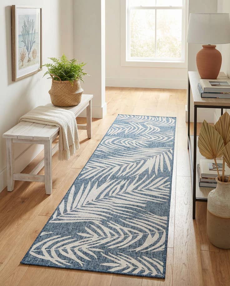 Detail image of 2' 7 x 10' Easy-Clean Botanical Indoor / Outdoor Runner Rug