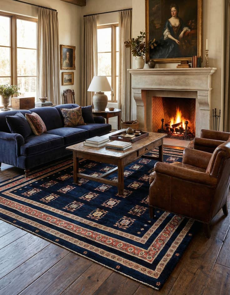 Detail image of 7' 10 x 9' 9 Hand Knotted Luribaft Rug
