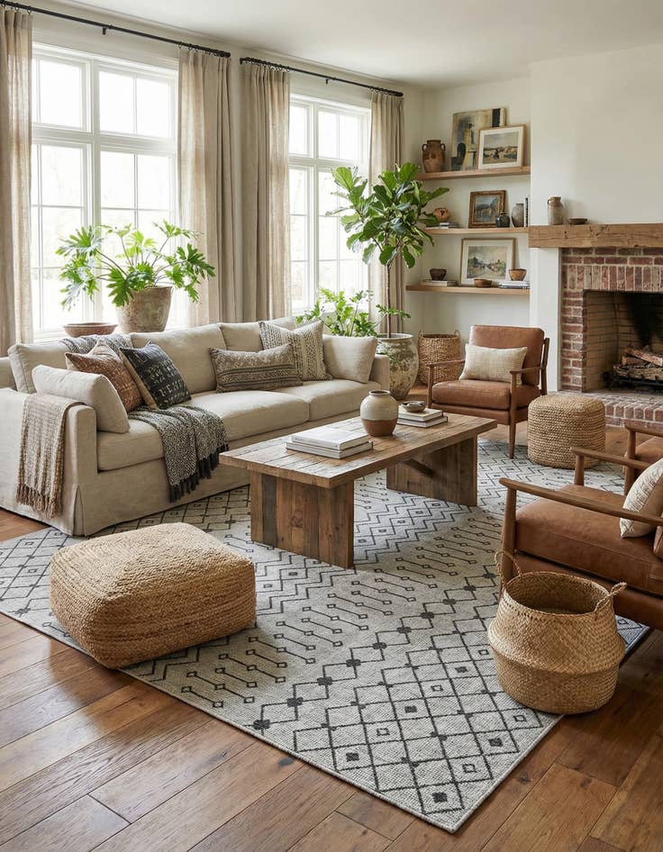 Detail image of 13' x 13'  Washable Trellis Indoor / Outdoor Square Rug