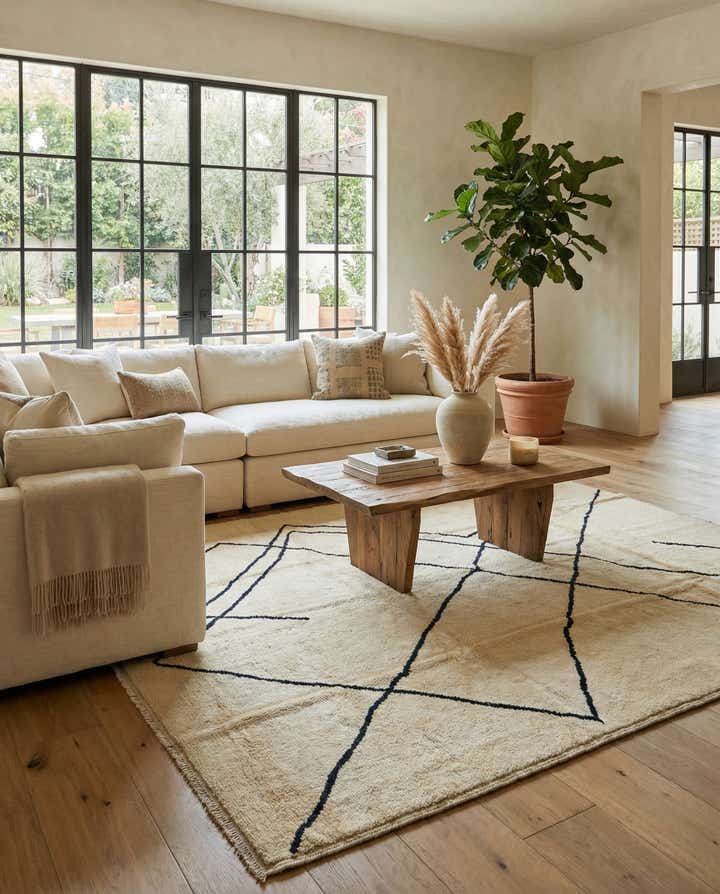 8' x 9' 5 Hand Knotted Moroccan Wool Rug