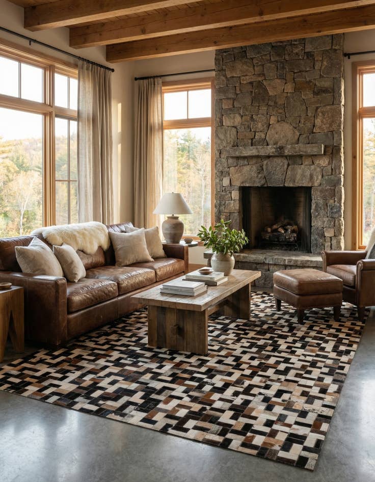 Detail image of  5' x 8' Cowhide - Patchwork Rug