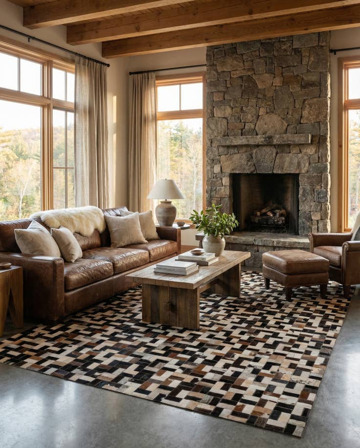 Detail image of 5' x 8' Cowhide - Patchwork Rug