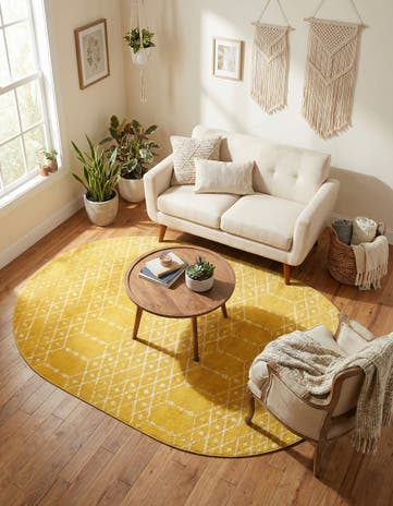 Yellow Paxon Trellis Oval Rug