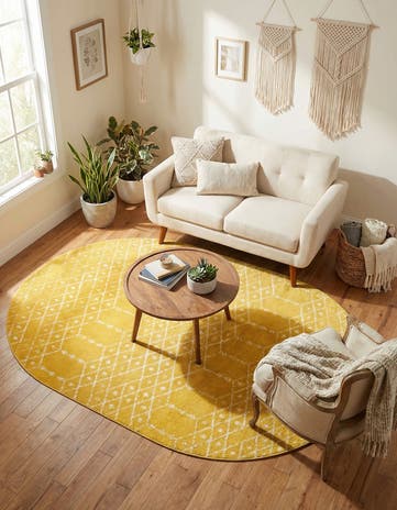 Yellow Paxon Trellis Oval Rug