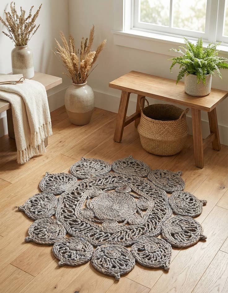 Detail image of  2' x 2'  Hand Braided Jute Round Rug