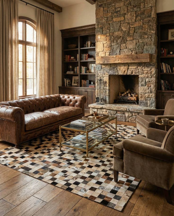 Detail image of 8' 1 x 9' 10 Cowhide - Patchwork Rug