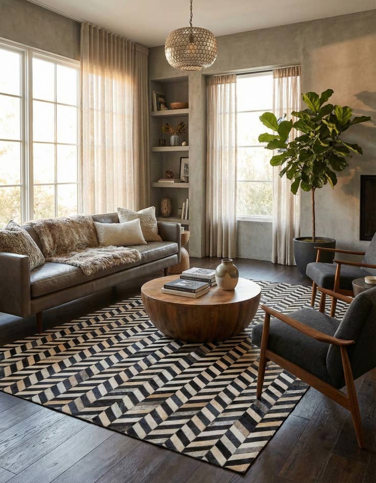 Detail image of  5' 3 x 8' Cowhide Rug