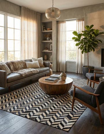 5' 3 x 8' Cowhide Rug