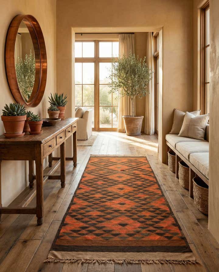 4' 5 x 12' Hand Woven Kilim Fars Wool Runner Rug
