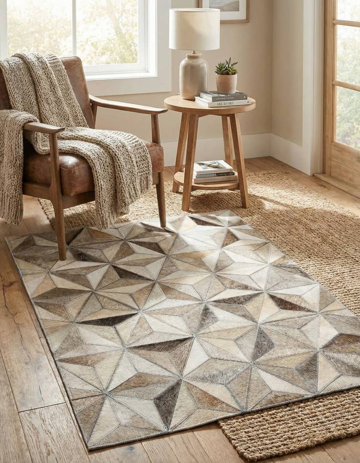 Detail image of  2' 1 x 3' Cowhide Leather Rug