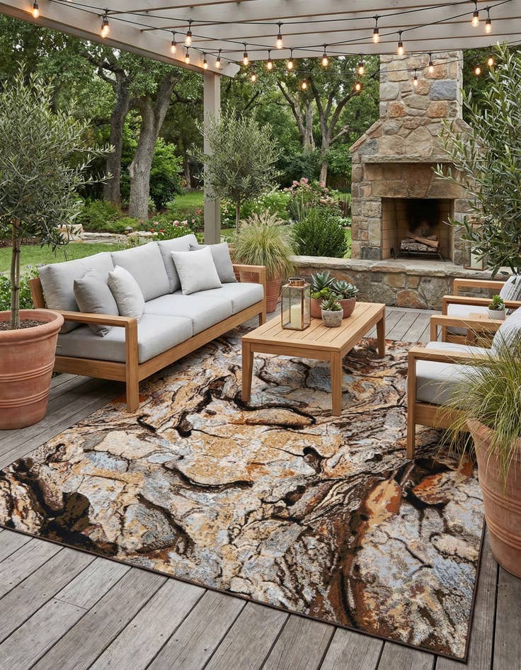 Detail image of 7' 10 x 10' Easy-Clean Modern Indoor / Outdoor Rug