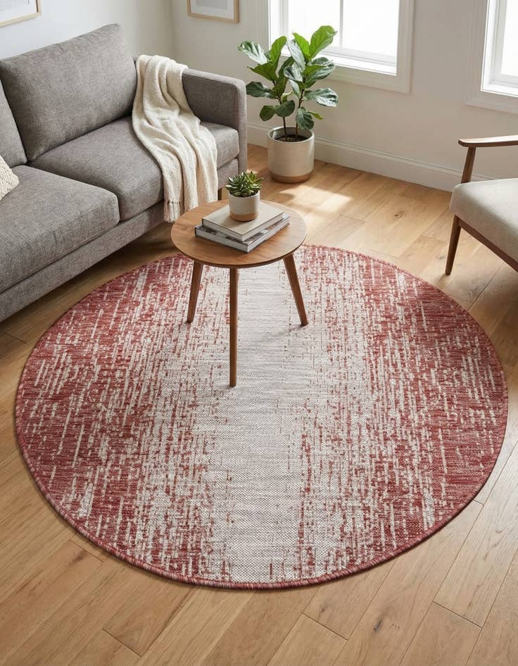 Detail image of 4' x 4'  Washable Modern Indoor / Outdoor Round Rug