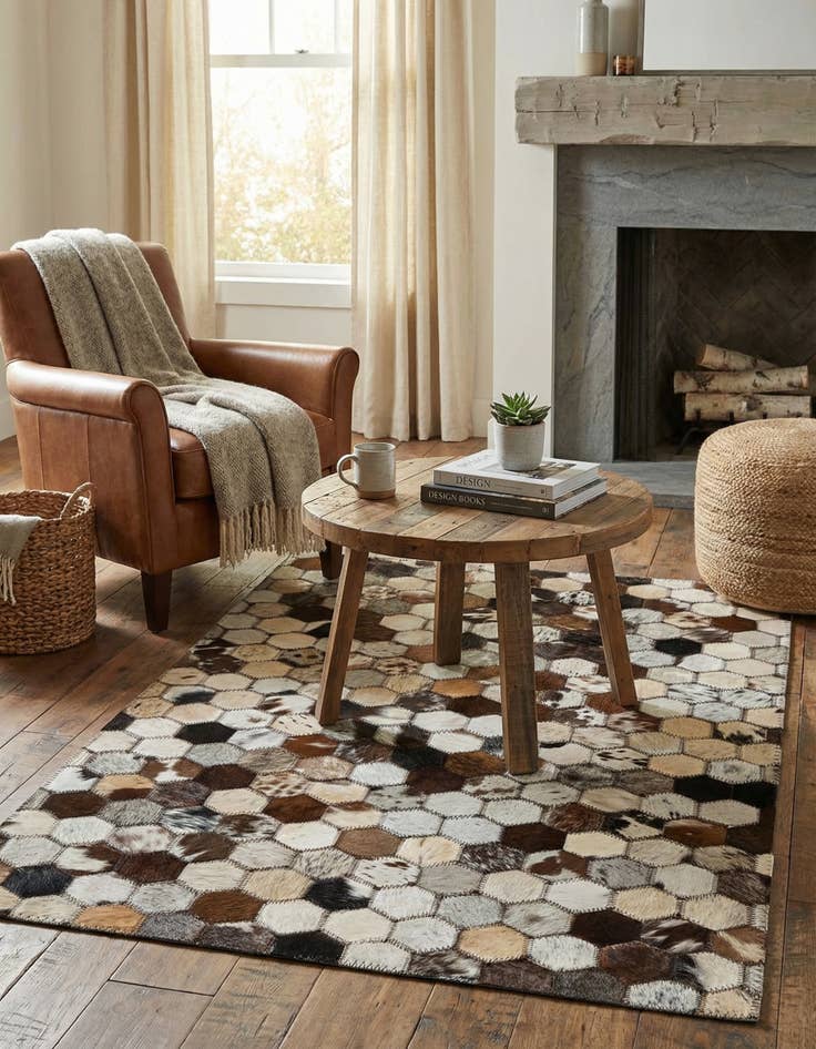 Detail image of  2' 1 x 3' Cowhide Leather Rug