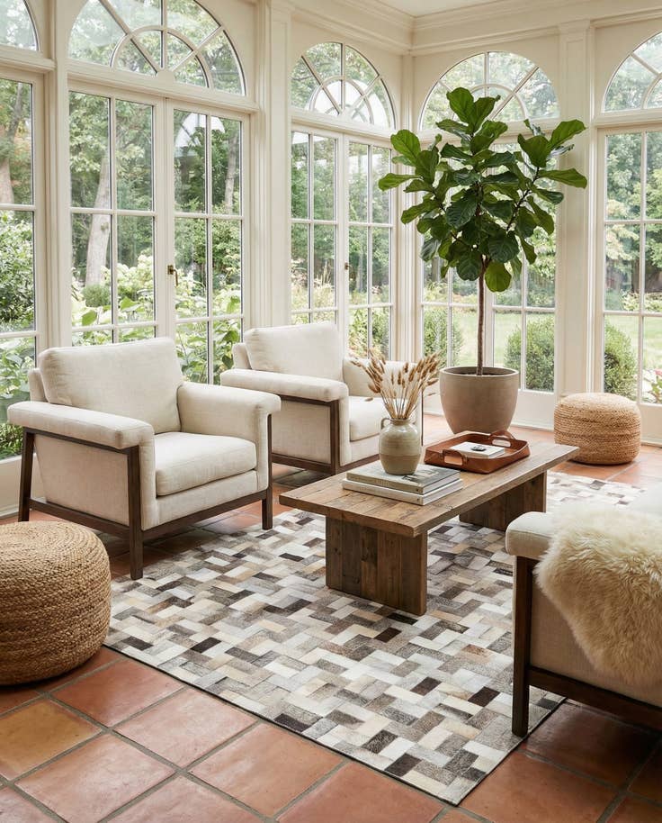 Detail image of 5' 1 x 8' Cowhide Stocks Rug