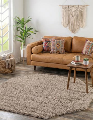 4' x 4' Solid Shag Octagon Rug