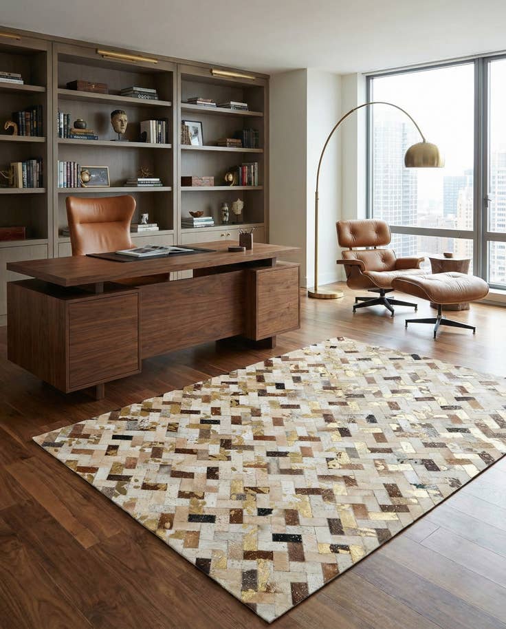 Detail image of 5' 1 x 7' 10 Cowhide - Patchwork Rug