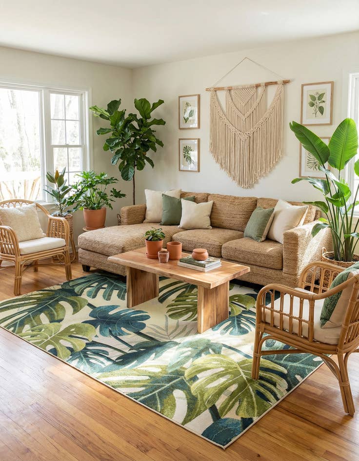 Detail image of  7' x 10'  Washable Botanical Indoor / Outdoor Rug