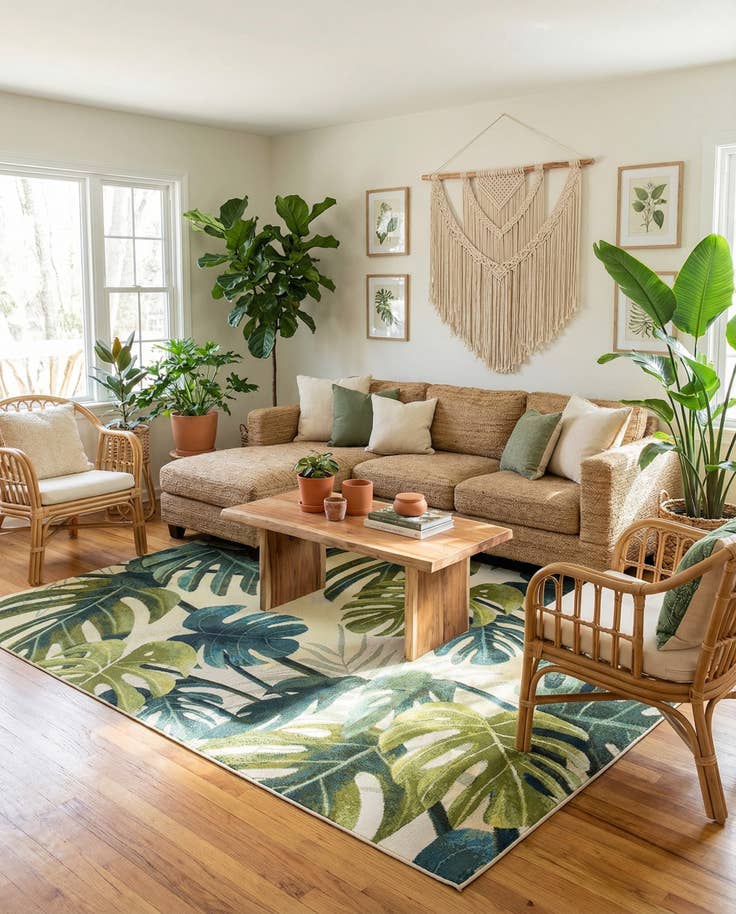 Detail image of 7' x 10' Easy-Clean Botanical Indoor / Outdoor Rug