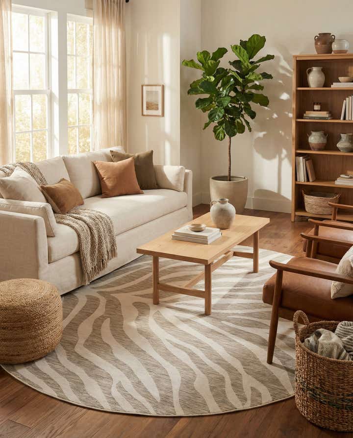 10' x 10' Easy-Clean Safari Indoor / Outdoor Round Rug