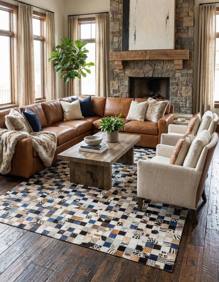 Detail image of 5' x 8' Cowhide Leather Rug