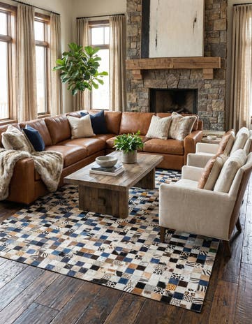 5' x 8' Cowhide Leather Rug